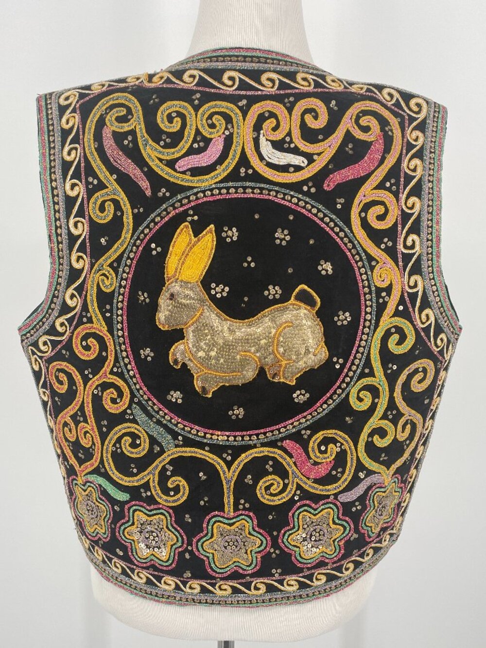 Carol Horn Workshop Vintage Sequin Rabbit Vest OS
